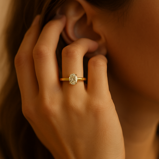 Engagement Diamond Ring In Oval Shape