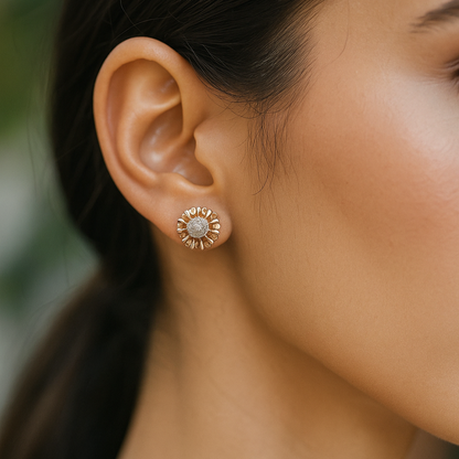 Rose Gold Diamond Cluster Stud Earrings