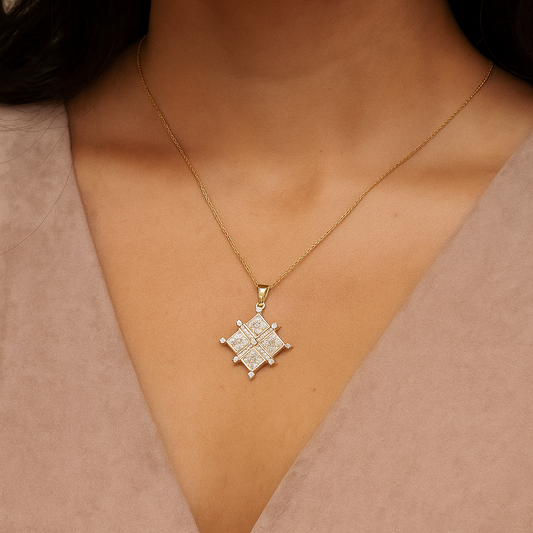 Graceful Geometric Diamond Pendant