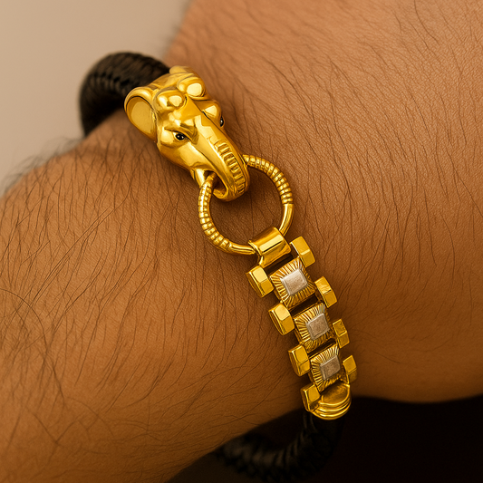 Gentlemen's Draft Elegant Men’s Gold Bracelet with Elephant Head
