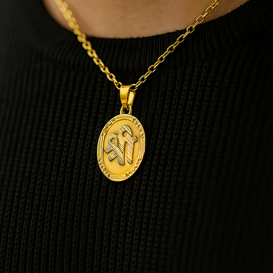 Gentlemen's Draft Men’s Devotional Pendant in 22K Gold – Shree Inscription Design