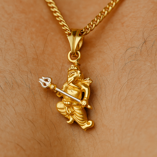 Gentlemen's Draft 22K Gold Lord Ganesh Pendant for Men – With Trishul Design