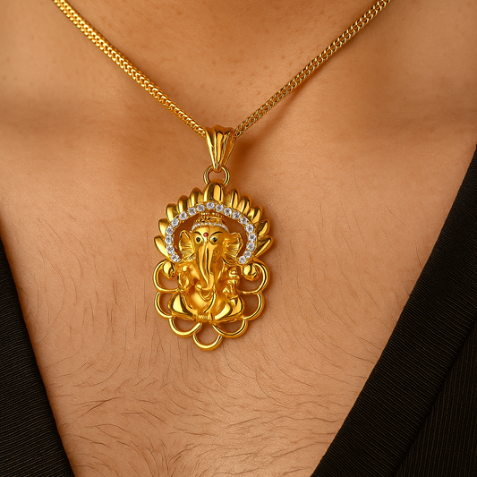 Gentlemen's Draft Elegant Ganpati Pendant in 22K Gold for Men