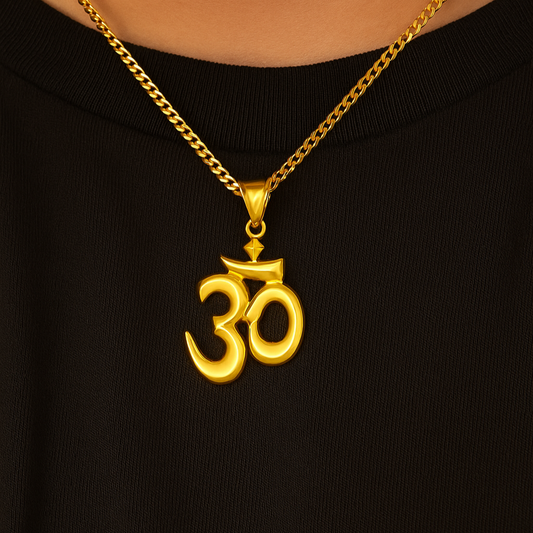 Gentlemen's Draft 22K Gold Om Pendant for Men – Spiritual Symbol Design Without Chain