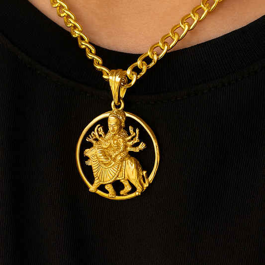 Gentlemen's Draft Divine Durga Maa Pendant in 22K Gold – Men’s Religious Jewelry