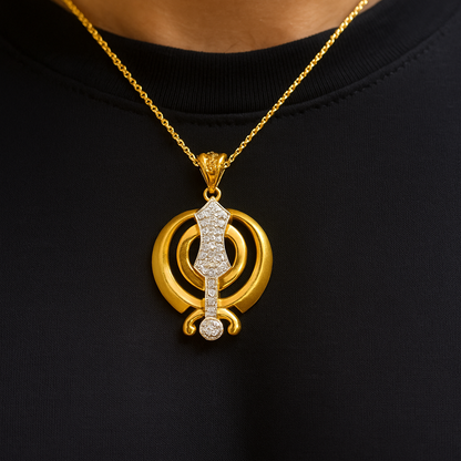 Gentlemen's Draft Designer Sikh Khanda Pendant in 22K Gold – Spiritual Men’s Jewelry