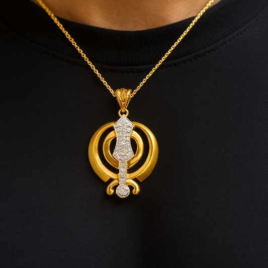 Gentlemen's Draft Designer Sikh Khanda Pendant in 22K Gold – Spiritual Men’s Jewelry