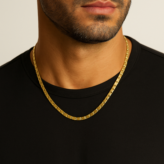 Gentlemen's Draft Classic Gents Chain in 22K Gold –  Textured Box Pattern Links