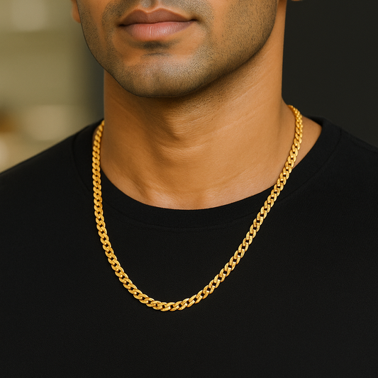 Gentlemen's Draft Men’s 22K Yellow Gold Chain – 19 inch, Sleek Cuban Link Design