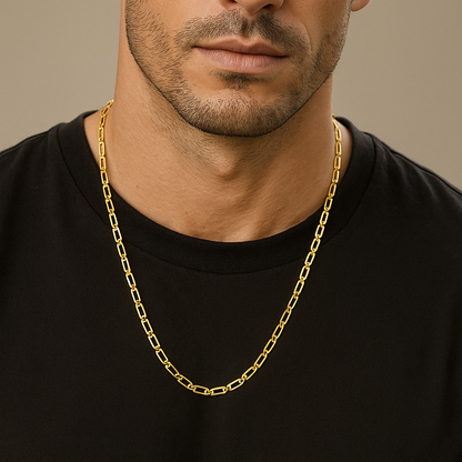 Unisex 22K Gold Chain with Rectangular Links