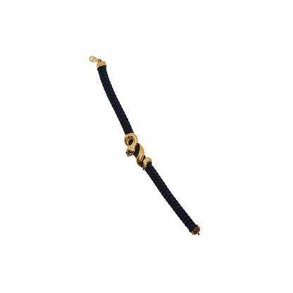 Gentlemen's Draft Men’s Black Braided Bracelet with Gold Snake Design