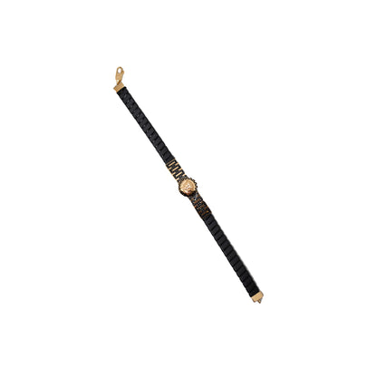 Gentlemen's Draft Luxury Men’s Leather Bracelet with Gold Accents