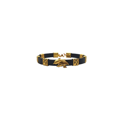 Gentlemen's Draft Classic Black and Gold Men’s Bracelet with Dolphin Charm