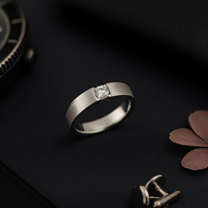 Gentlemen's Draft Bold Platinum Solitaire Ring with 0.51 Ct Diamond