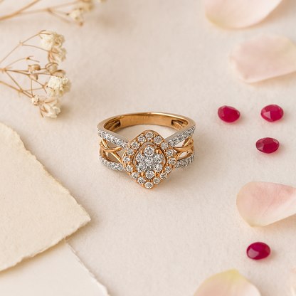 Stylish Criss-Cross Diamond Ring