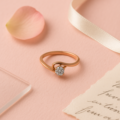 Twist Solitaire Diamond Ring in Rose Gold