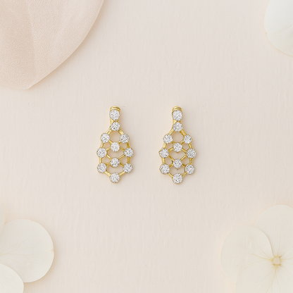 Delicate Gold & Diamond Drop Earrings – 0.71 CT of Sparkle