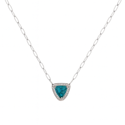 Trillion Blue Stone Pendant with Diamond Accents