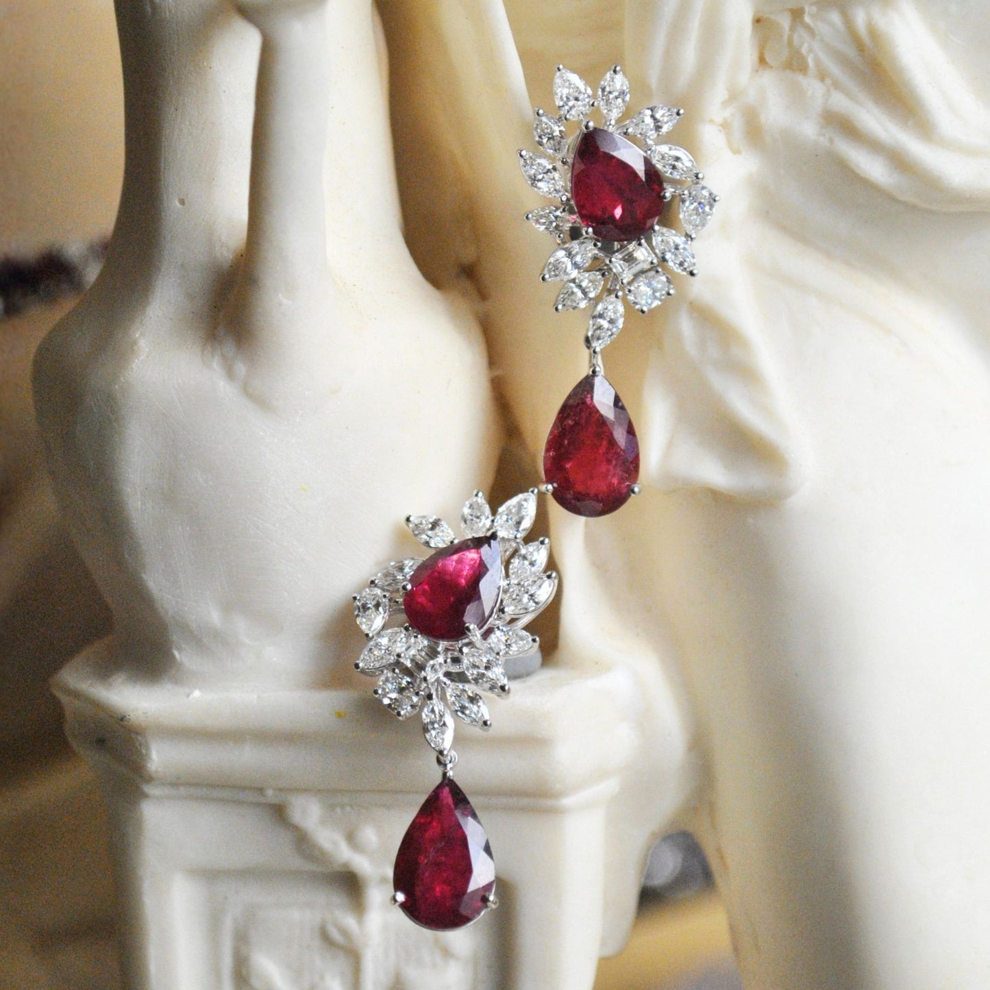 Crimson Bloom Diamond Earrings