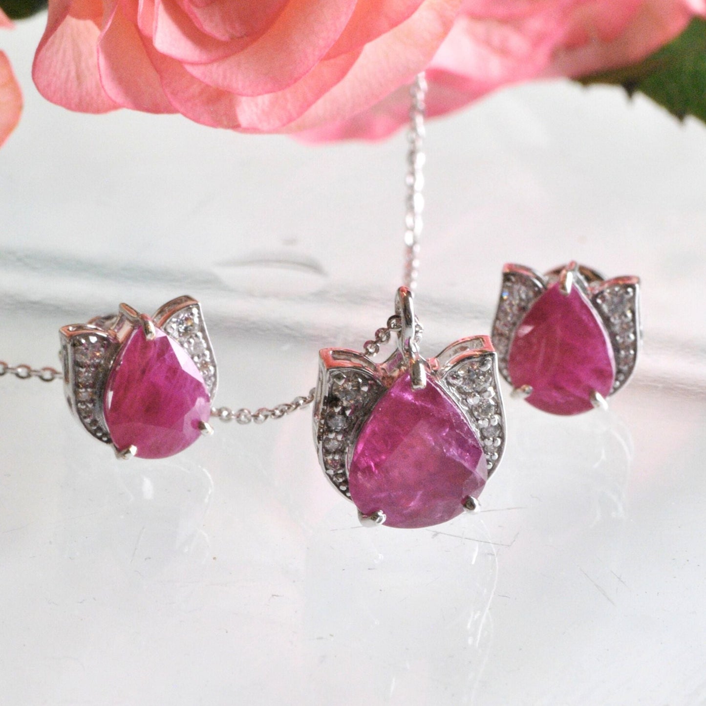 Minimalist Ruby Teardrop Pendant