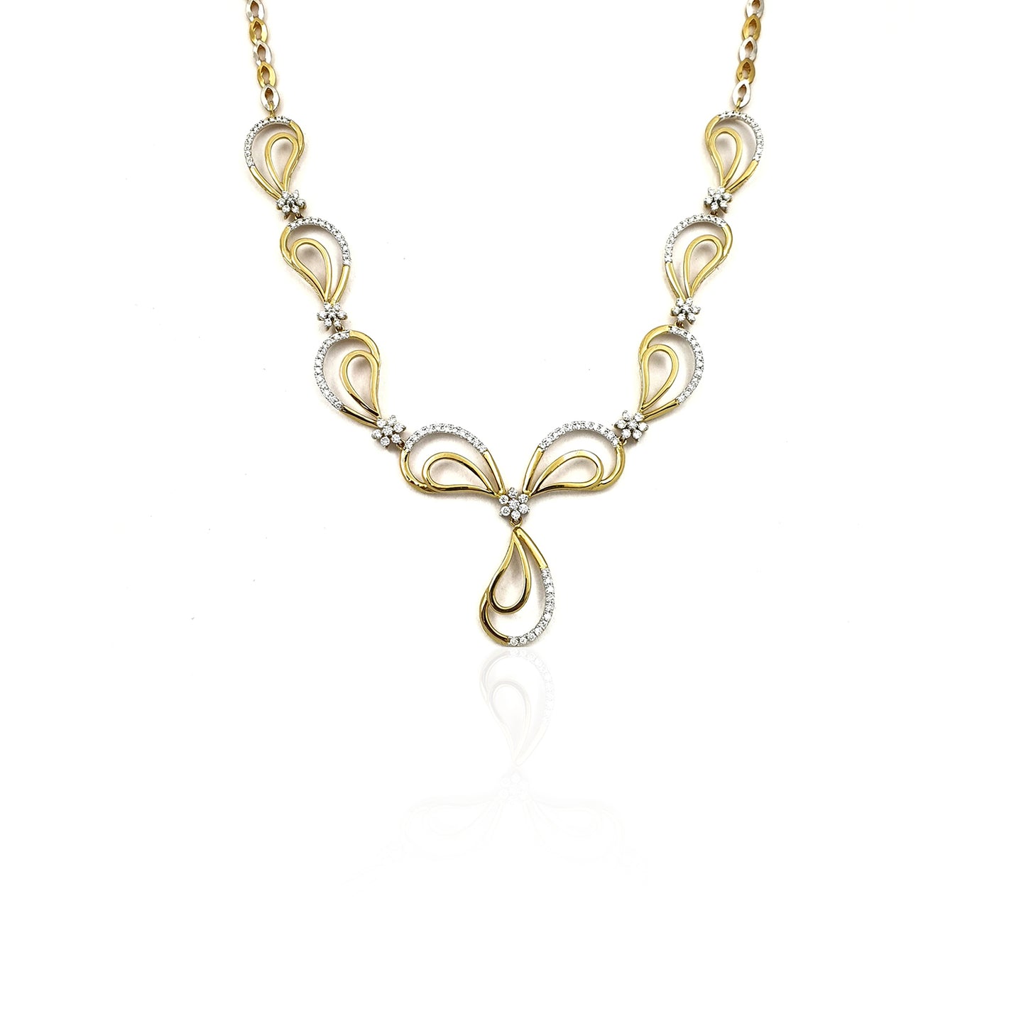 Leontina Dual Tear Drop Diamond Necklace