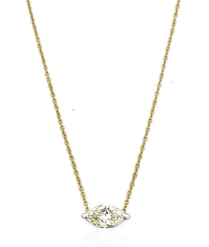 Elegant 1 Ct Marquise Diamond Pendant with Gold Chain