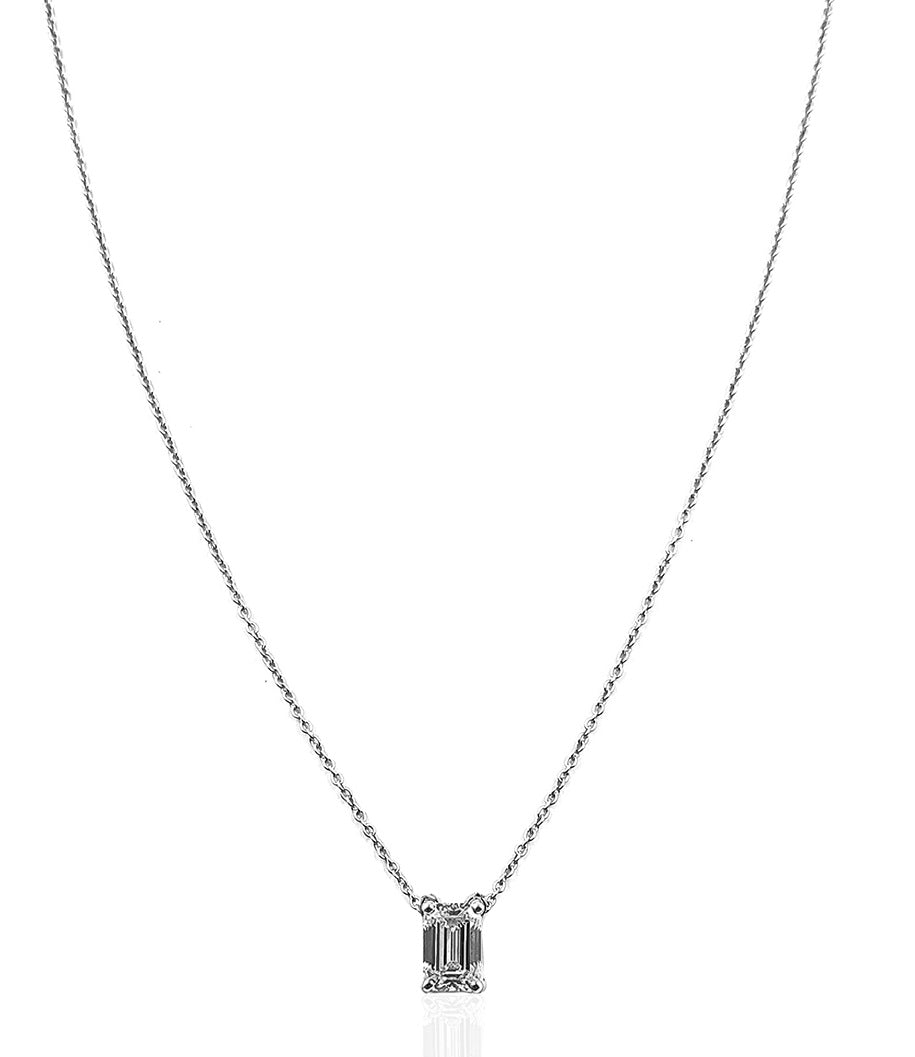 Timeless Solitaire Pendant with 0.71 Ct Emerald Cut Diamond