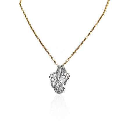 Elegant Diamond Floral Pendant with Gold Chain