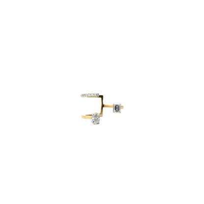 Open Design Diamond Ring with Twin Diamond Charms
