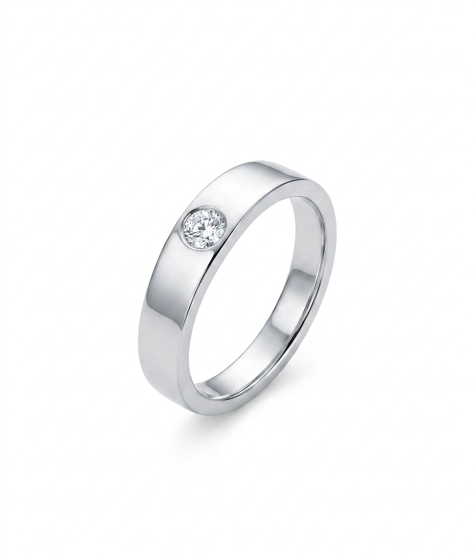 Apex Solitaire Wedding Band