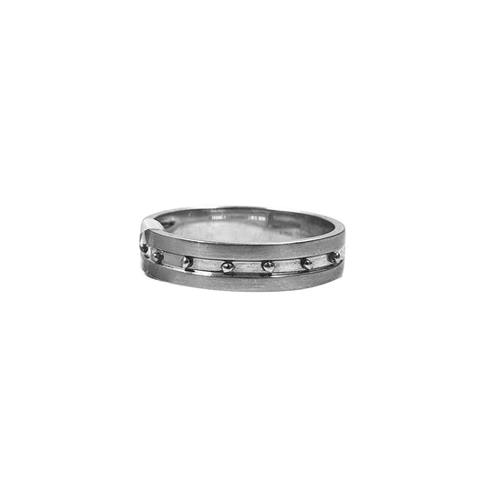 Textured Platinum Men’s Ring with Raised Dot Highlights