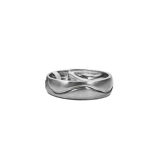 Satin-Finish Platinum Ring with Flowing Line Detail