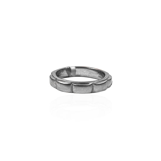 Textured Platinum Ring with Bold Panel Design