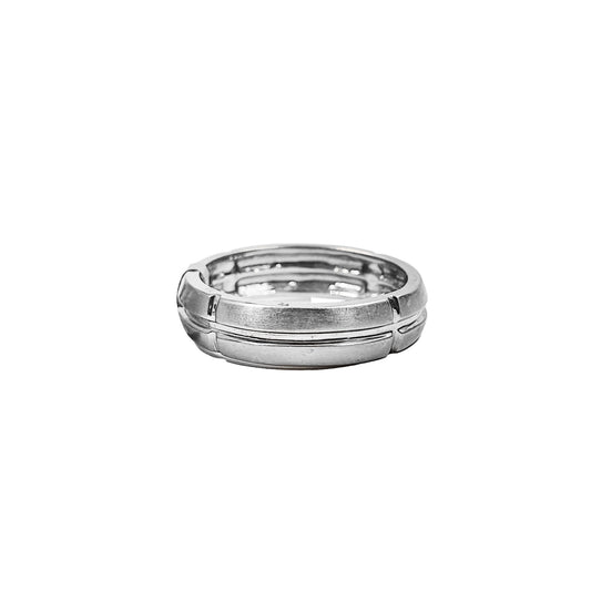 Bold Platinum Wedding Band with Carved Edges and Matte Finish