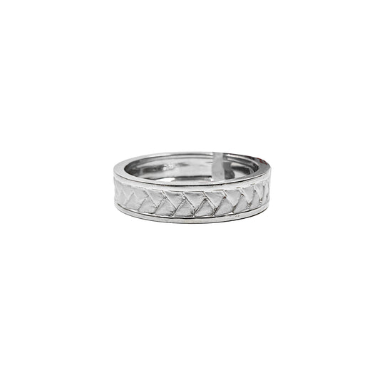 Platinum Band Ring with Crisscross Engraved Texture