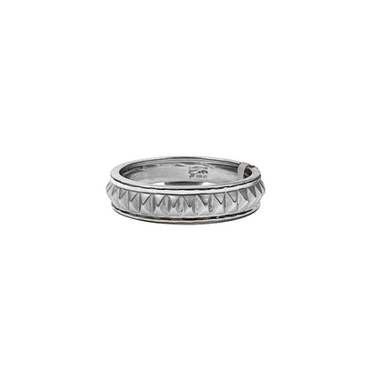 Textured Platinum Men’s Ring with Bold Geometric Finish