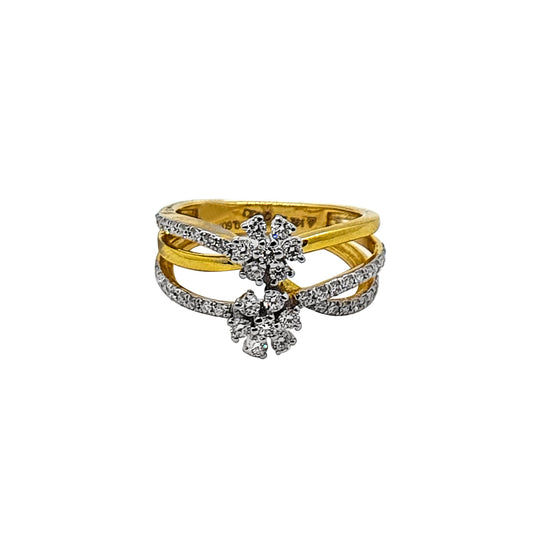 Floral Crossover Natural Diamond Ring