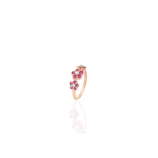 Esta Flower Ring Rose Cut Diamond Ruby Gemstone