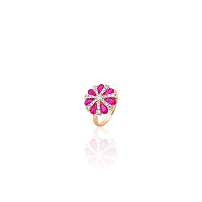 Ermanno Ruby Gemstone Floral Diamond Ring