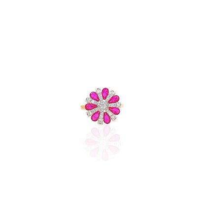 Ermanno Ruby Gemstone Floral Diamond Ring