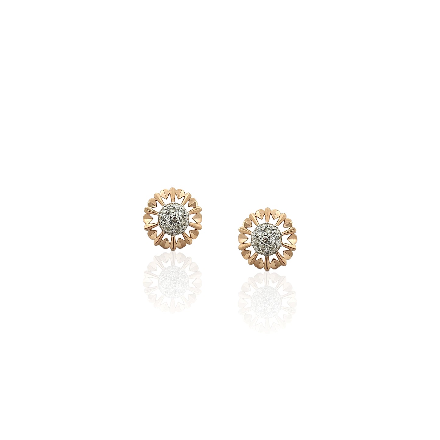 Rose Gold Diamond Cluster Stud Earrings