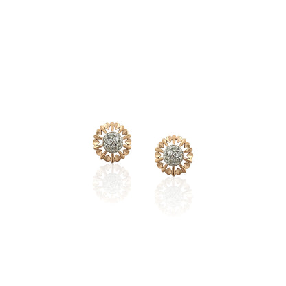 Rose Gold Diamond Cluster Stud Earrings