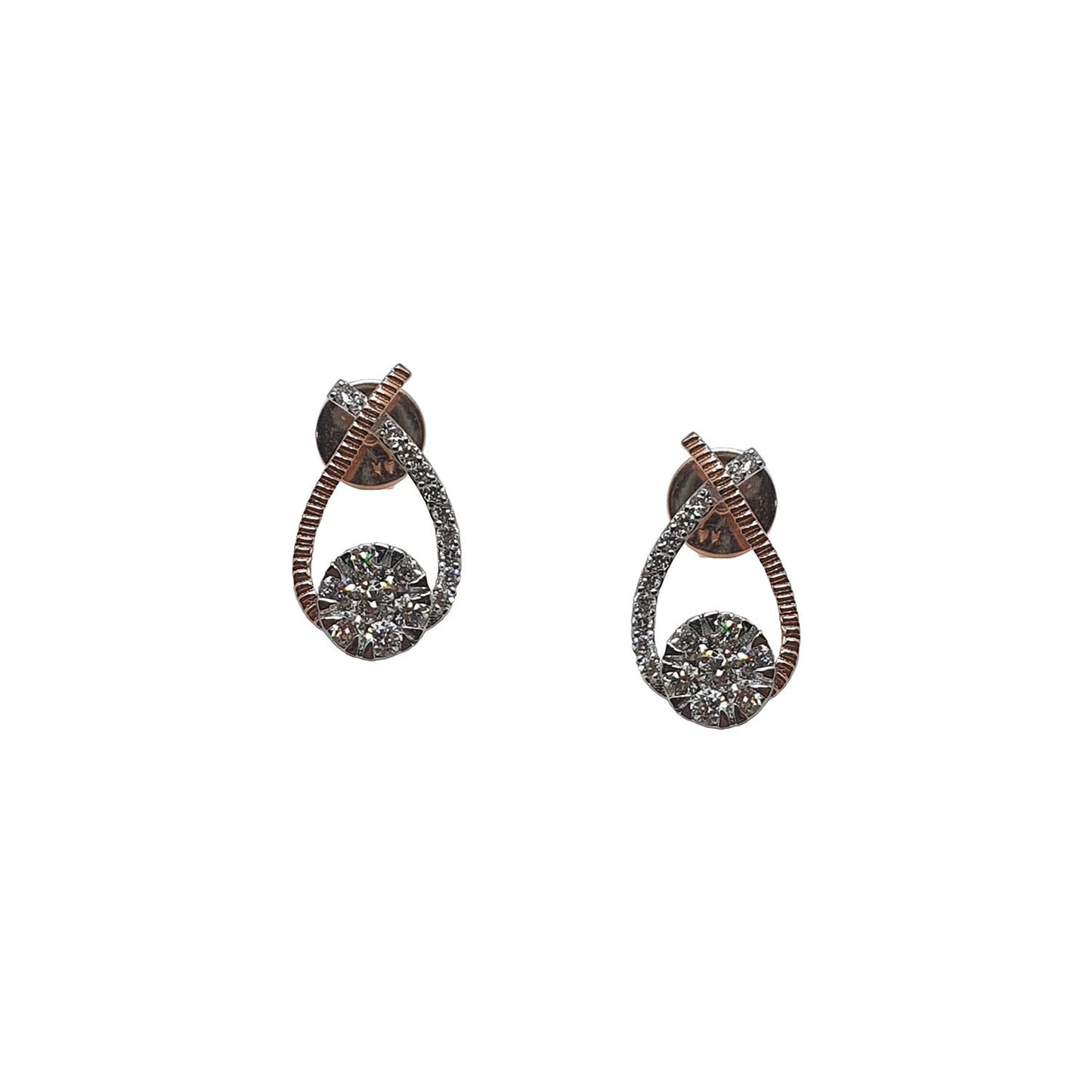 Elegant Diamond and Rose Gold Teardrop Stud Earring