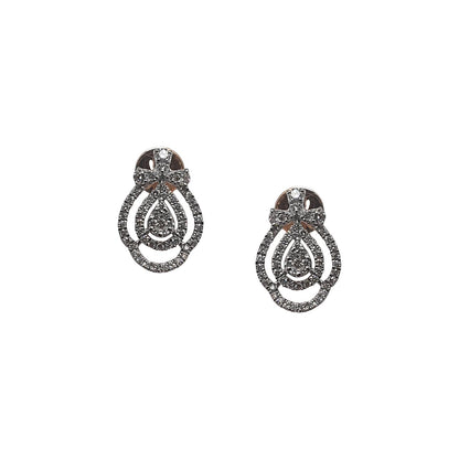 Charming Teardrop Diamond Stud Earring with Intricate Detailing