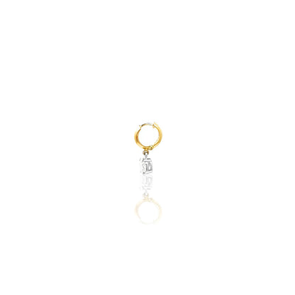 Enrichetta Oval Shaped Drop Diamond Hoop Earring