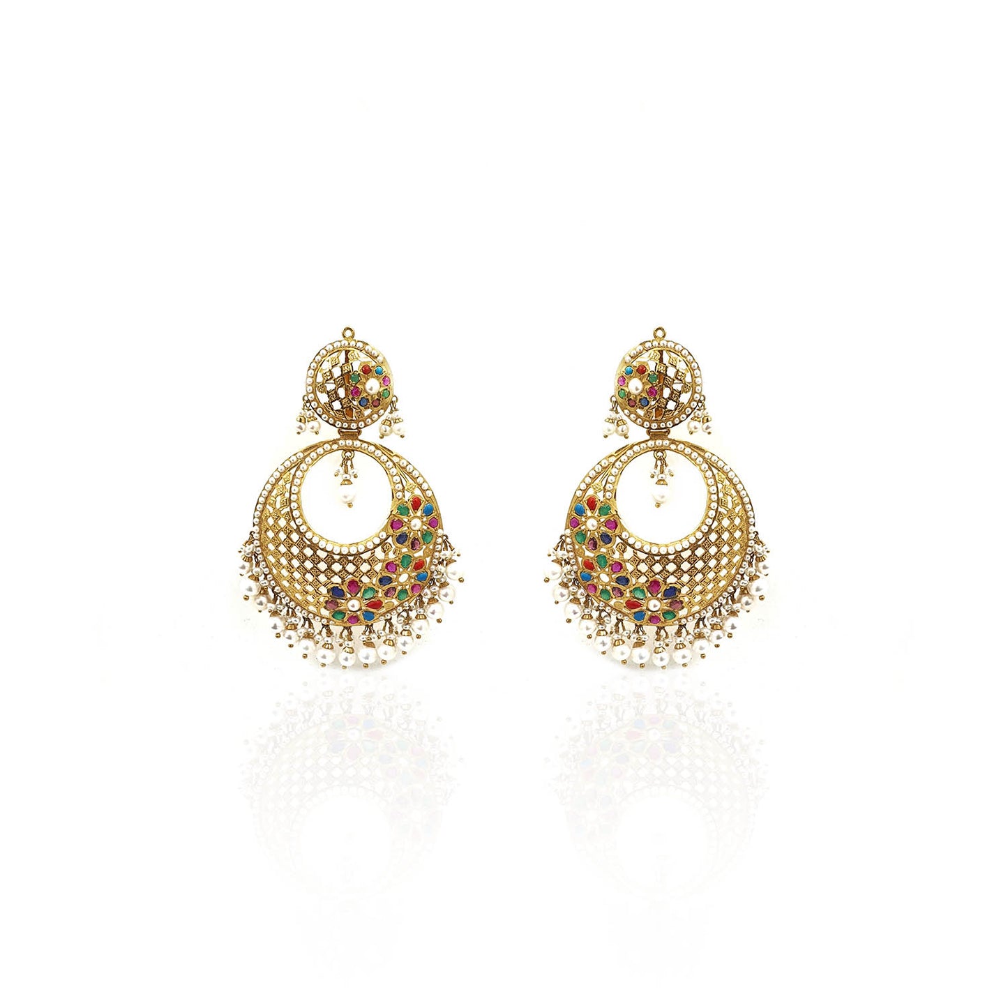 Anekavarna Jadau Gold Earring