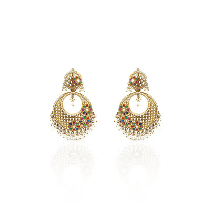 Anekavarna Jadau Gold Earring