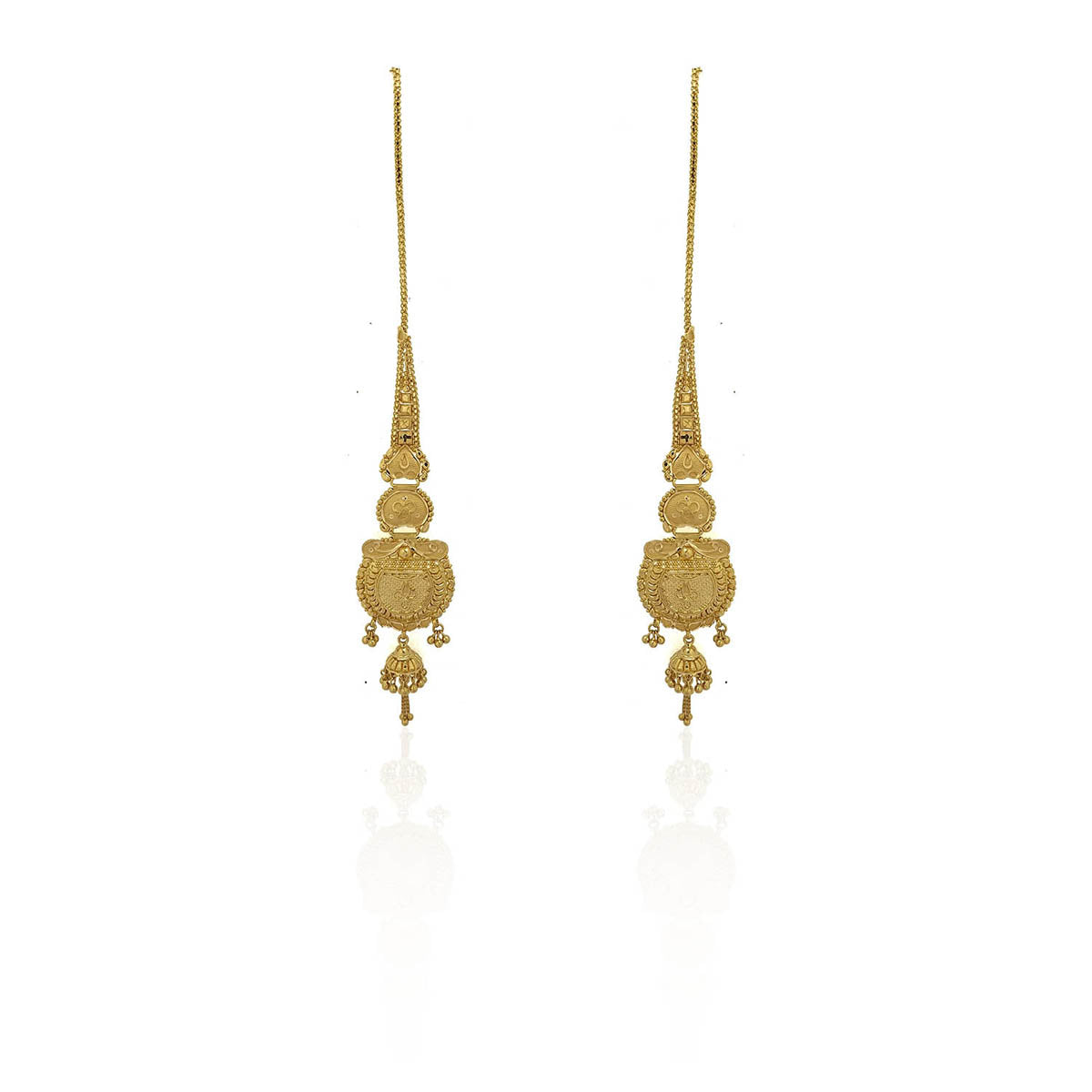 Deveshi Gold Earring With Ear Chain