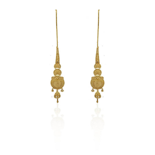 Deveshi Gold Earring With Ear Chain