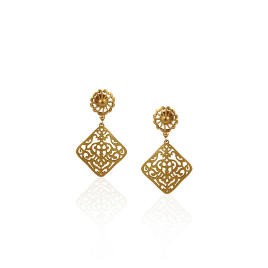 Aparna Rhombus Shaped Gold Drop Earring